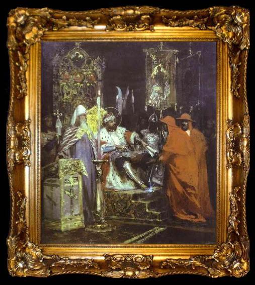 framed  Henryk Siemiradzki Prince Alexander Nevsky Receiving Papal Legates, ta009-2